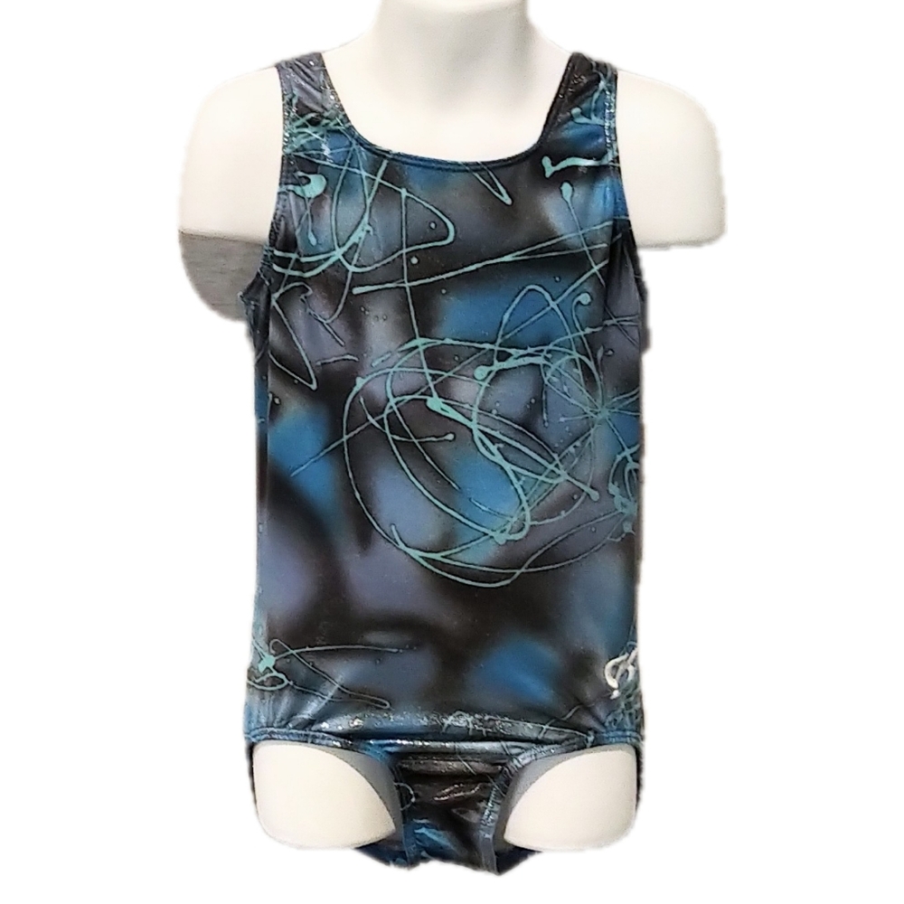 GK Elite Girls Splatter Print Gymnastics Leotard - Youth Medium